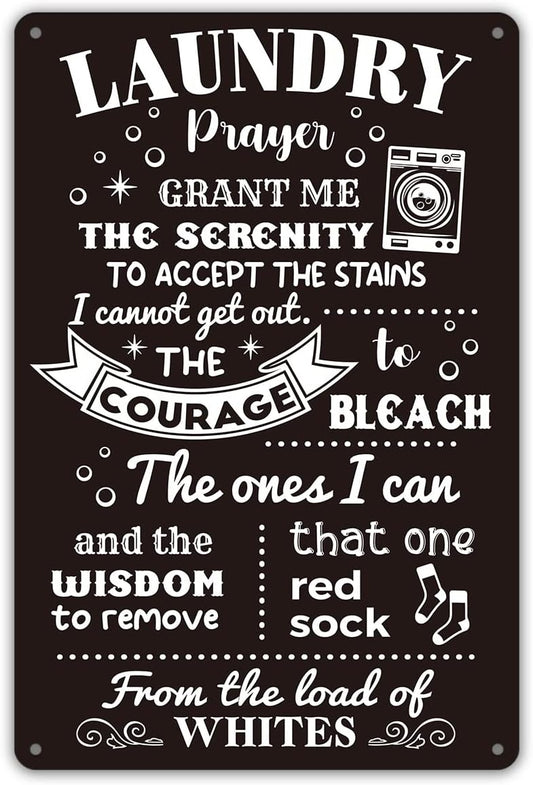 Funny Laundry Room Quote Metal Tin Sign Wall Decor, Laundry Prayer Grant Me the Serenity to Accept Laundry Room Sign for Home Decor Gifts