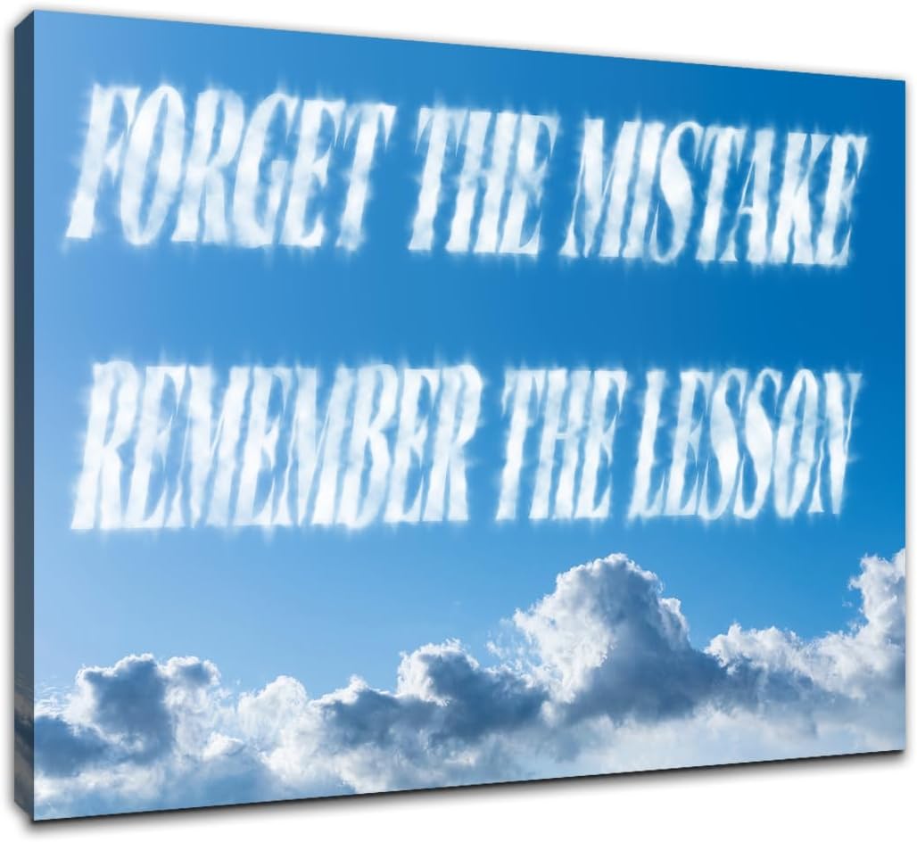 Cloud Motivational Canvas Wall Art Painting Poster Blue Sky Inspirational Quotes Office Wall Decor Picture Print Positive Artwork for Modern Home Bedroom Study Gym Stretched and Framed [24''Hx18''W]