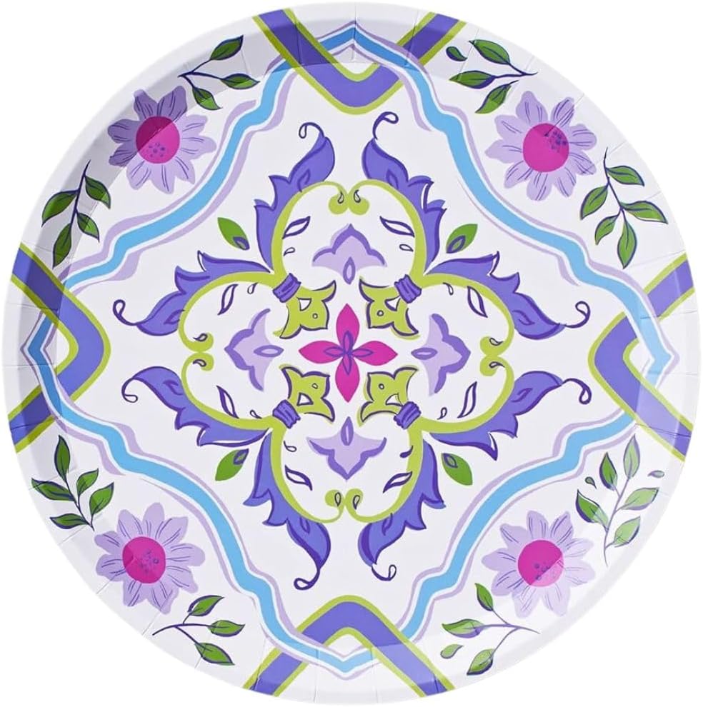Coterie New English Garden Plates (Set of 10 Large Floral Plates) - Garden Party Plates with Floral Design for Bridal Party, Birthday Party, Baby Shower, Tea Party, More - 9.25" Floral Paper Plates
