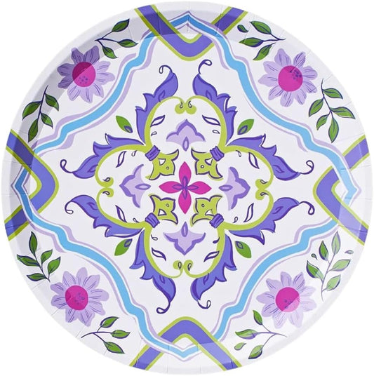 Coterie New English Garden Plates (Set of 10 Large Floral Plates) - Garden Party Plates with Floral Design for Bridal Party, Birthday Party, Baby Shower, Tea Party, More - 9.25" Floral Paper Plates