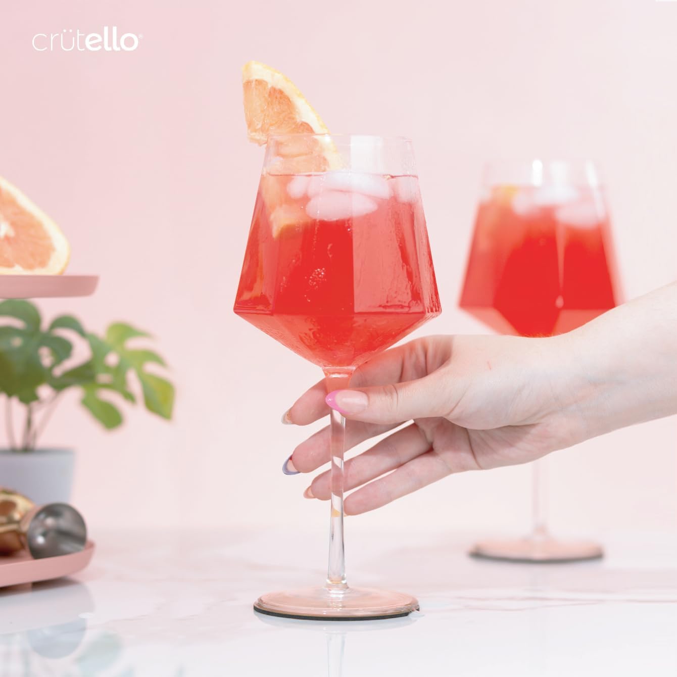 Crutello Vintage Wine Glasses Set of 4-18 oz Glass Sets - Fancy Unique Art Deco Glassware - Long Stemmed Fun Drinking Glasses for Red and White Wine, Cute Cocktail, or Fun Mocktails