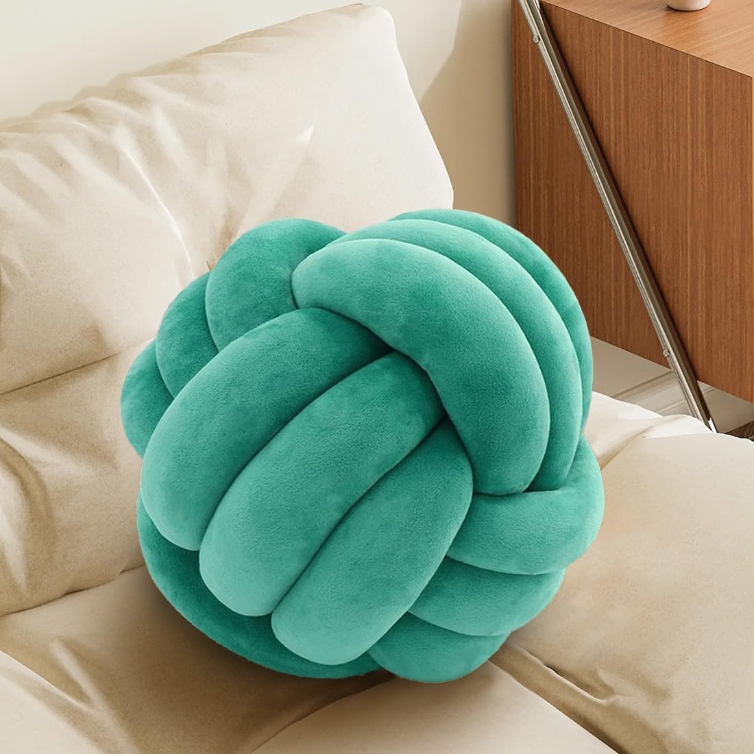 Knot Pillow Ball-Shaped Decorative Throw Pillows,TUR 27cm Cute Couch Cushion Knotted Plush Pillow Suitable for Living Room Decoration Handmade Braided Throw Pillows