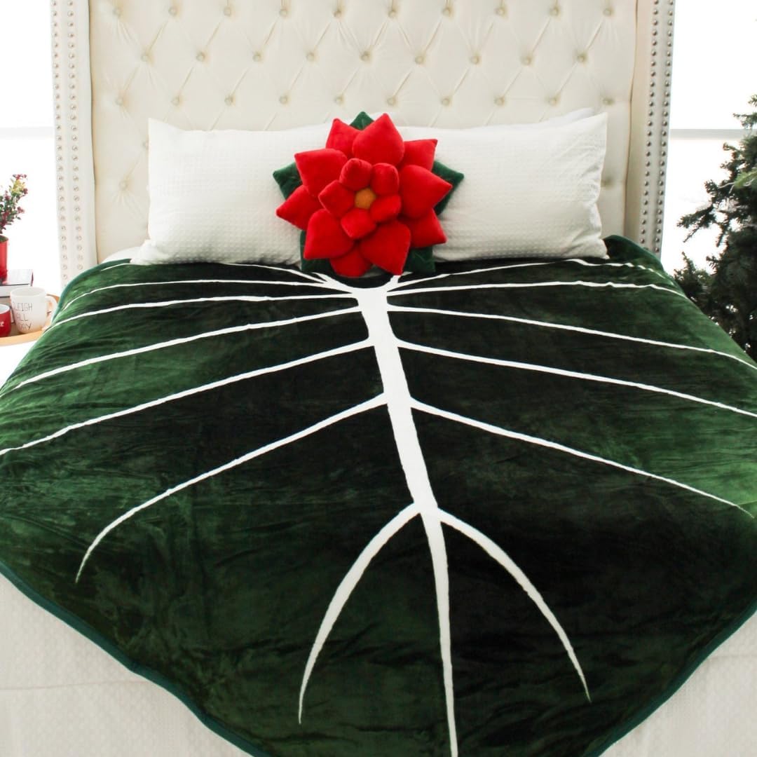 Green Philosophy Co. Poinsettia Pillow - Christmas Red