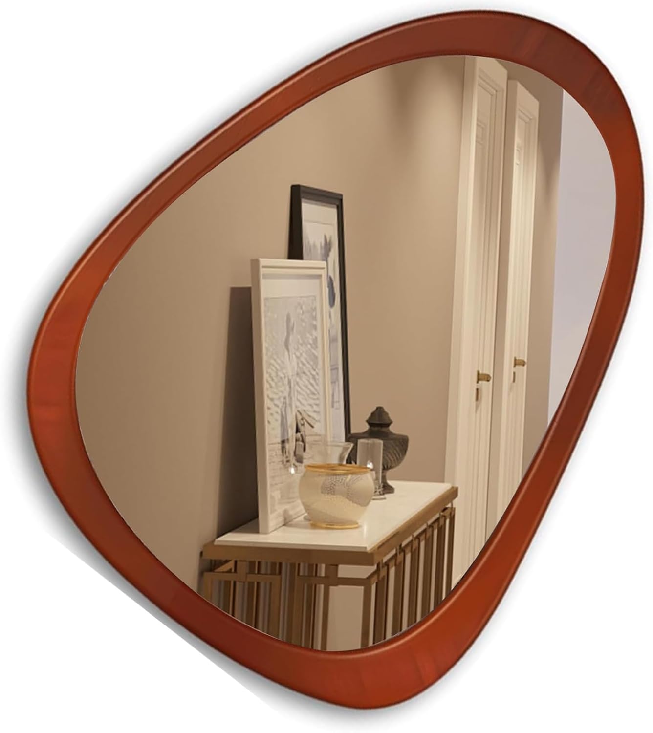 COOL2DAY Irregular Mirror,Asymmetrical Wood Wall Frame Abstract Assymetrical Decorative Mirror,Odd Shaped Mirrors for Living Room Bedroom Entryway Bathroom Home Decor(34"x 26")