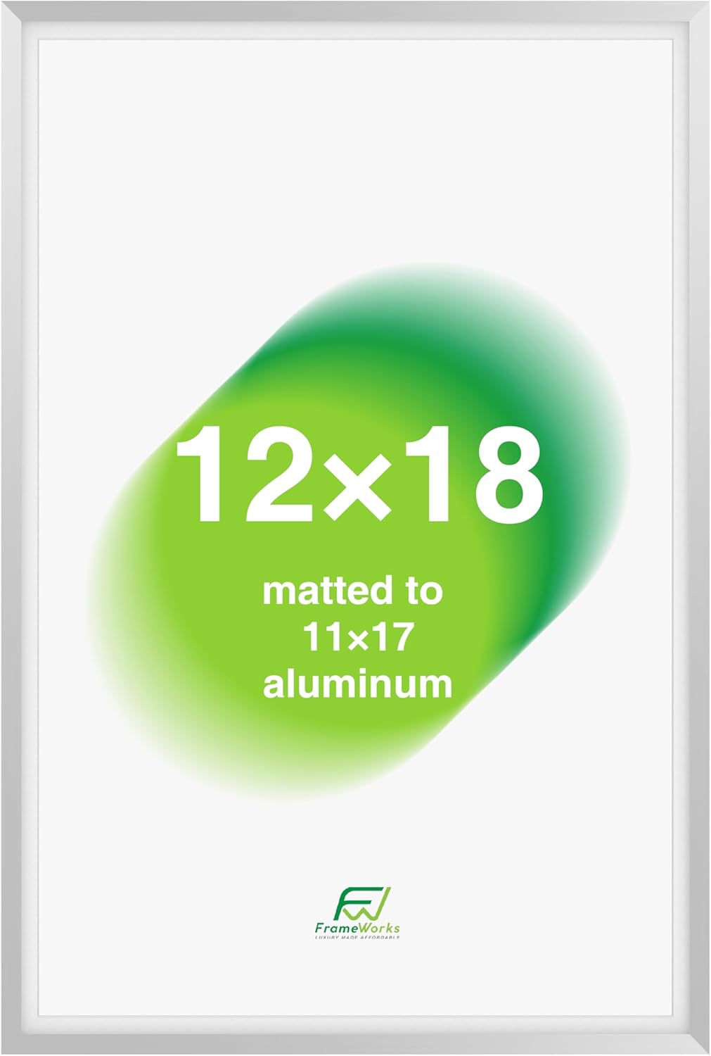 FrameWorks 12x18 Matted to 11x17 Picture Frame – Aluminum Frame w/Tempered Glass, Removable Mat for Photos, Poster, Art, Stylish Wall Frame for Home Decor, Gallery Walls, Office, Living Room - Silver