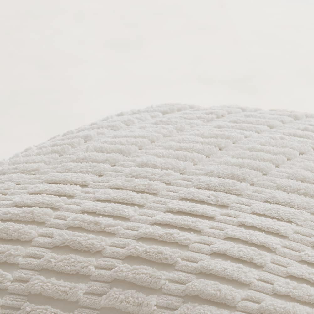 Fancy Homi 4 Packs Pure White Decorative Throw Pillow Covers 18x18 Inch for Living Room Couch Bed, Rustic Modern Farmhouse Boho Home Decor, Soft Plush Corduroy Cute Accent Square Cushion Case 45x45 cm