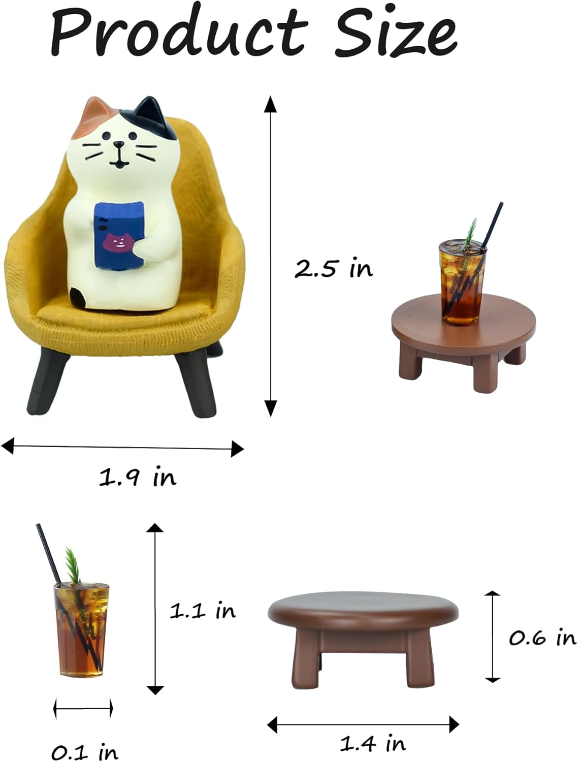 Cute Cat Playing Phone on Sofa and Drinking Coffee Figurine for Office Home Decor - Cute Cat Gift for Cat Lovers