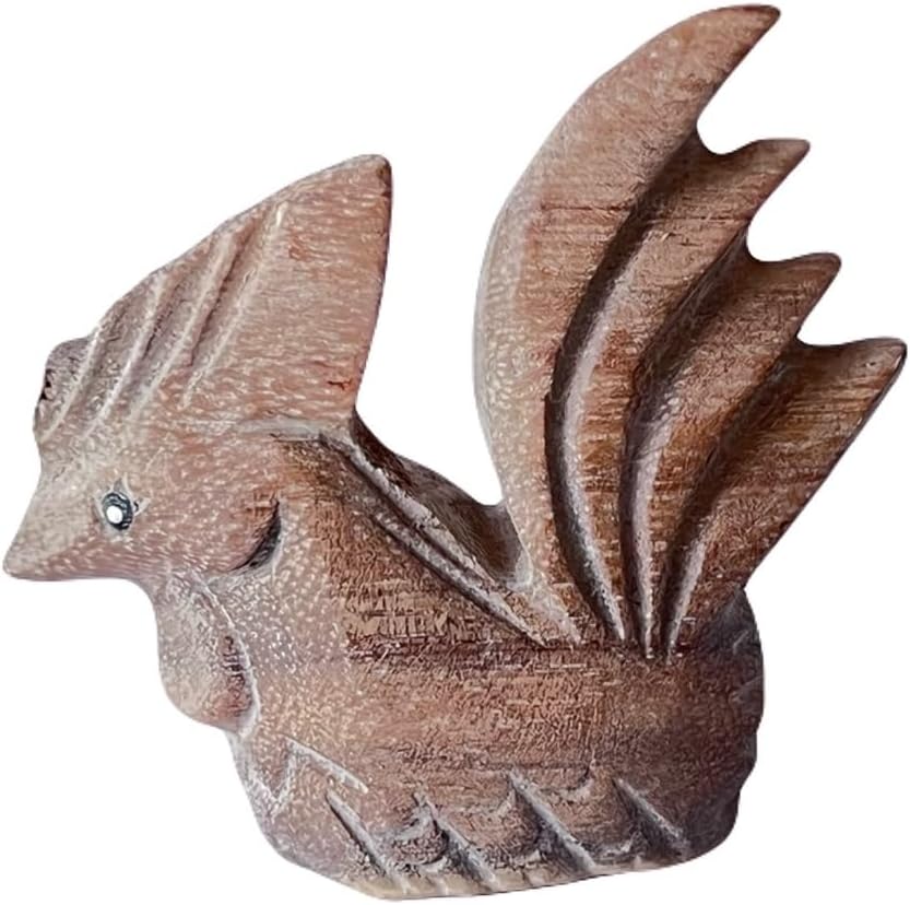 Lovely Wooden Hand Carved Wooden Animal Statue, Boho Decor Sculpture Art Decorative Rustic Home Decor Accent Handmade Handcrafted Decoration (Rooster)