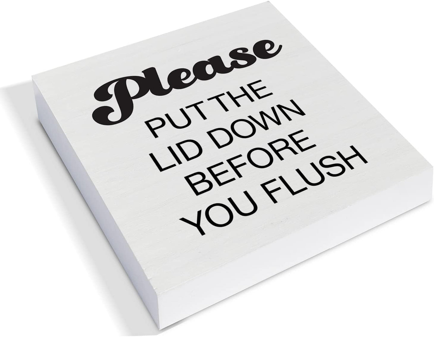 Country Humor Bathroom Wood Box Sign Decor Desk Sign Please Put the Lid Down Wooden Box Block Sign Home Guest Husband Bathroom Shelf Wall Decoration