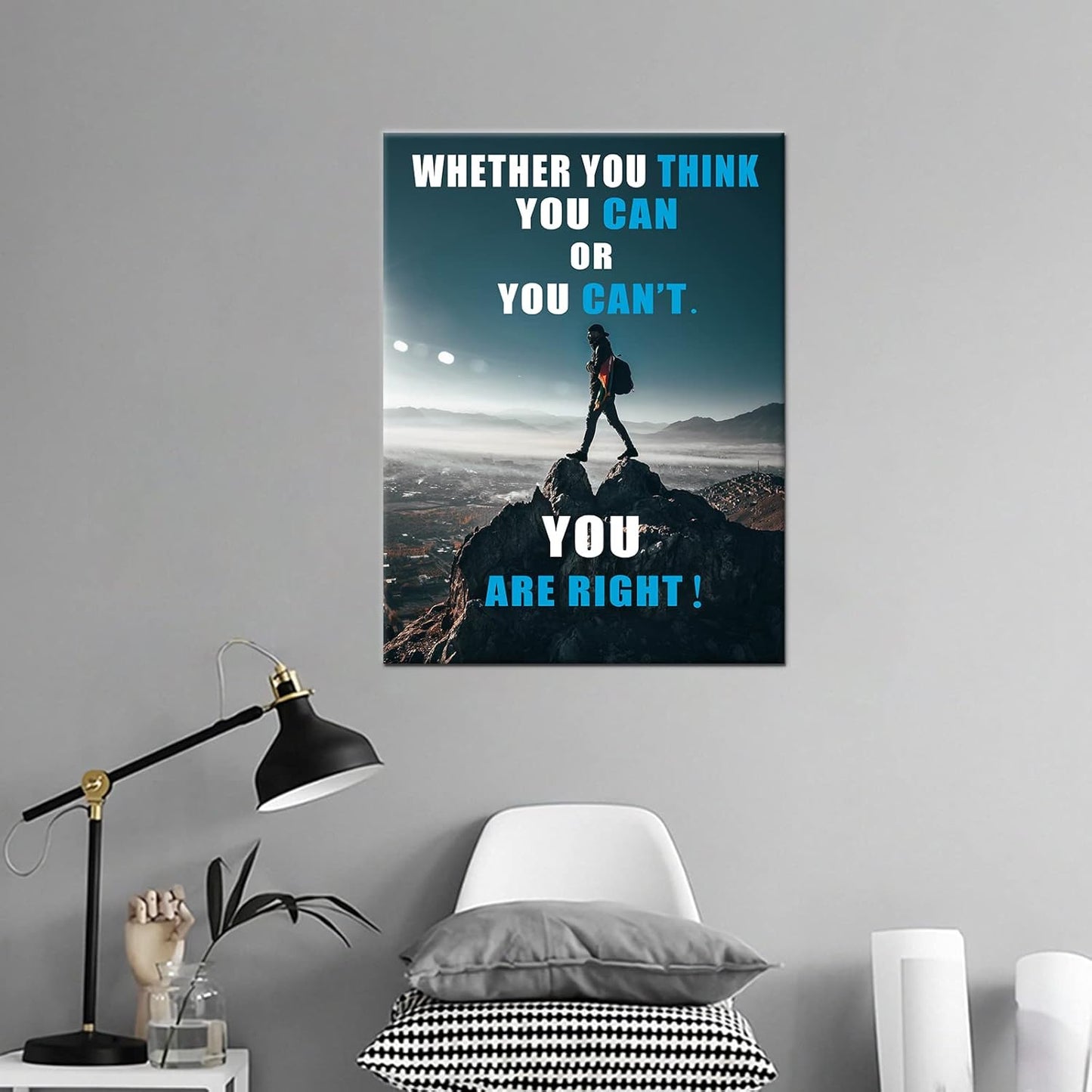 GoForArt Dream Big Motivational Canvas Wall Art, Inspirational Famous Quote Bedroom Living Room Decor, Positive Modern Landscape Mountain Office Dorm Room Poster Print (Inspirational-10, 18.00" x 24.00")