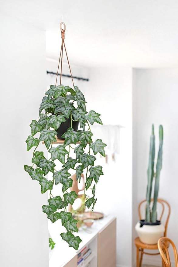 Set of 2 Fake Ivy Plant for Home Decor Indoor Silk Artificial Hanging Plant 25" Fake Ivy Vine Faux Ivy Leaves for House Room Indoor Outdoor Home Shelf Office Desk Plant Decor
