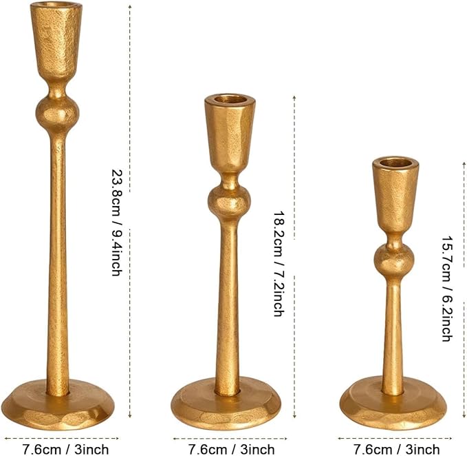 TIED RIBBONS Candlestick Holders | Iron, Set of 3 | Candle Stick Holders | Mud Taper Candle Holders for Table Centerpiece, Halloween Decorations, Fits 3/4 inch Thick Candles