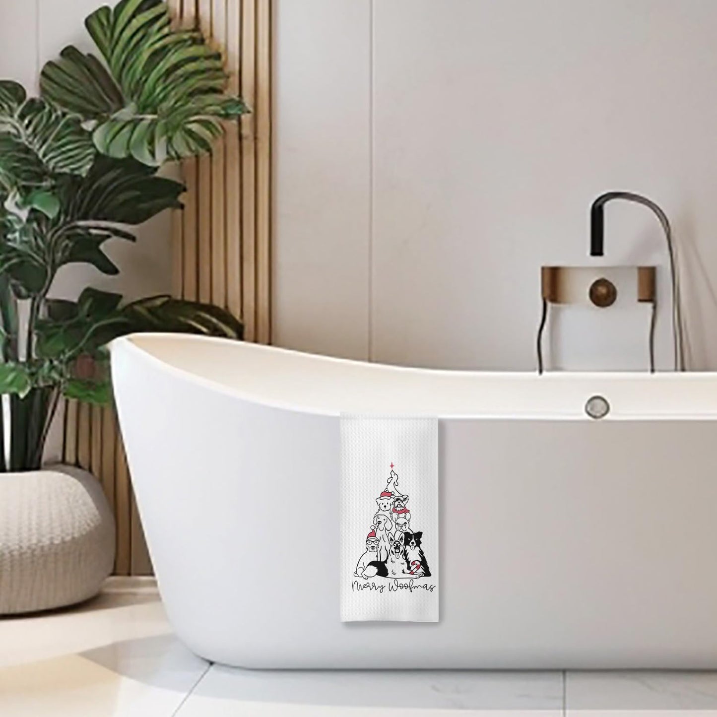 Funny Christmas Dog Kitchen Towels - 16x24 Inches, Gifts for Dog Lovers, Christmas Decor