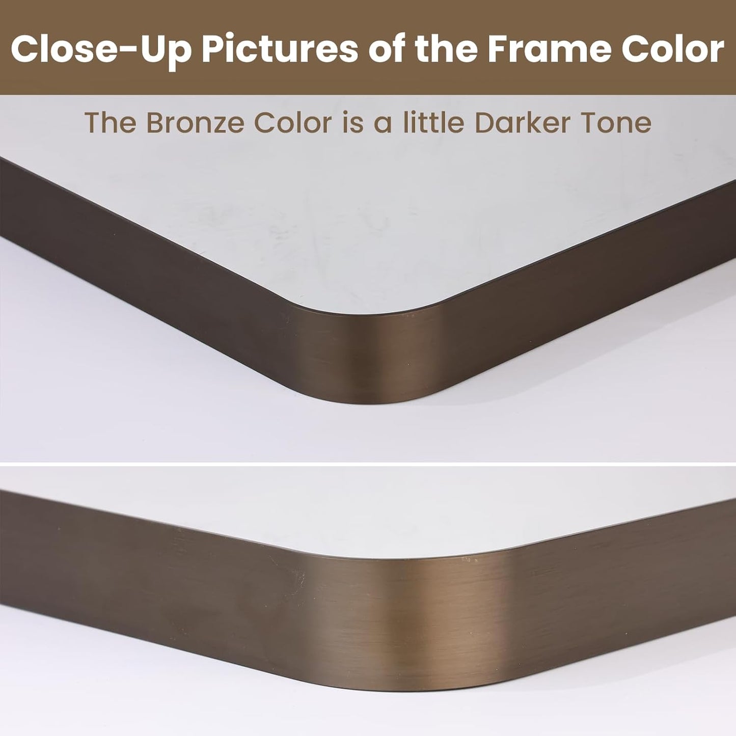 LOAAO 24”X32” Bronze Bathroom Mirrors for Vanity, Rounded Rectangle Brushed Bronze Metal Frame Mirror, Anti-Rust, Hangs Horizontally or Vertically