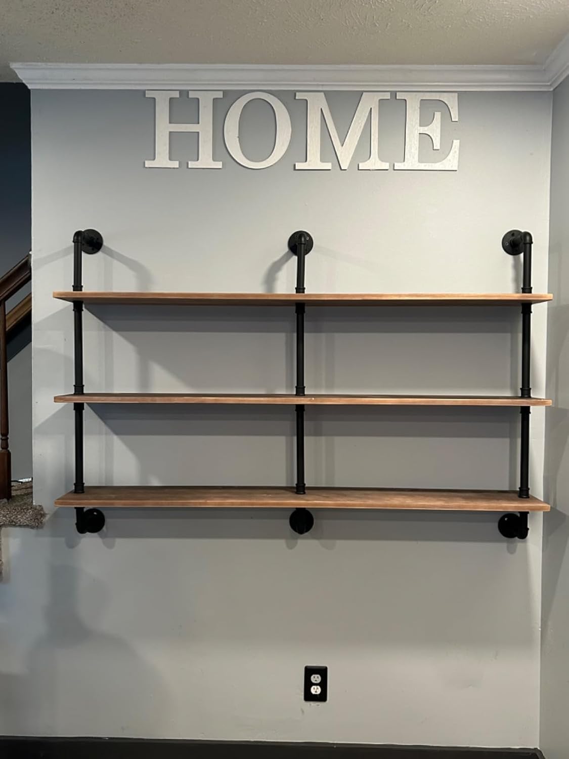 Floating Shelves for Wall Bookshelf Industrial Pipe Shelving Shelves Natural Wood Planks 60 inch Rustic Wall Shelves Hanging Bookshelves Farmhouse Kitchen Shelving