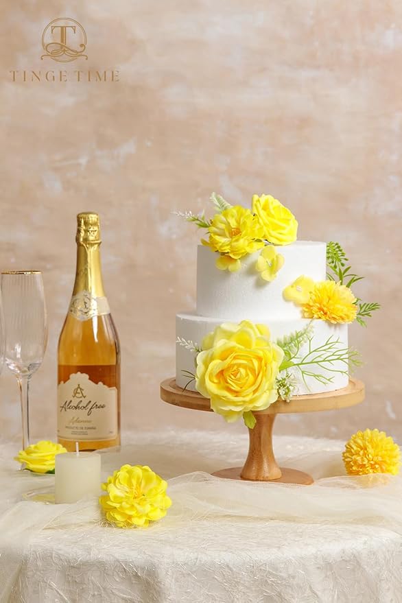 TINGE TIME Yellow Artificial Flowers Combo Box Set, Gradient Color Fake Flower Leaf with Stems for DIY Wedding Bouquets Table Centerpieces Baby Shower Home Party Floral Arrangements Decorations