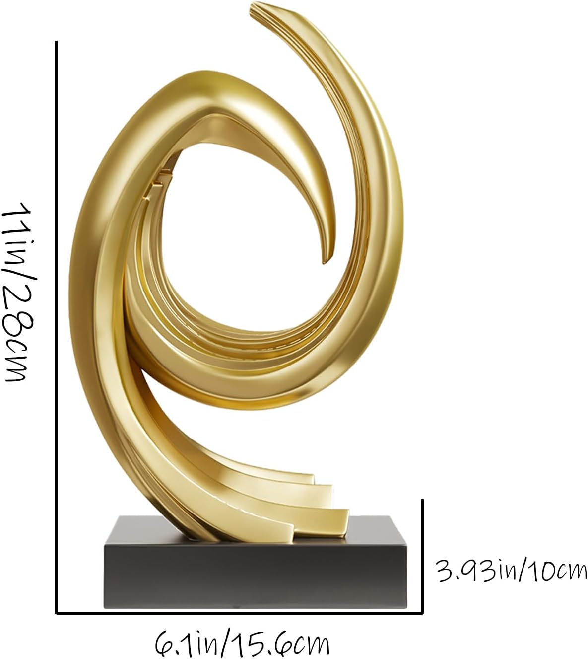 Golden Wave Resin Origami Statue Modern Abstract Home Decoration Emphasizes Abstract Office Desk Carving Table Family Bedroom Living Room Garden Office Golden Stripe Decoration (C)