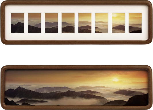 Hans 4""x16"" Collage Picture Frame with Single Mat, 1.5x2.5 Collage Matted Frame - Wall Mounting Horizontal or Vertical Display(8 Openings), Walnut