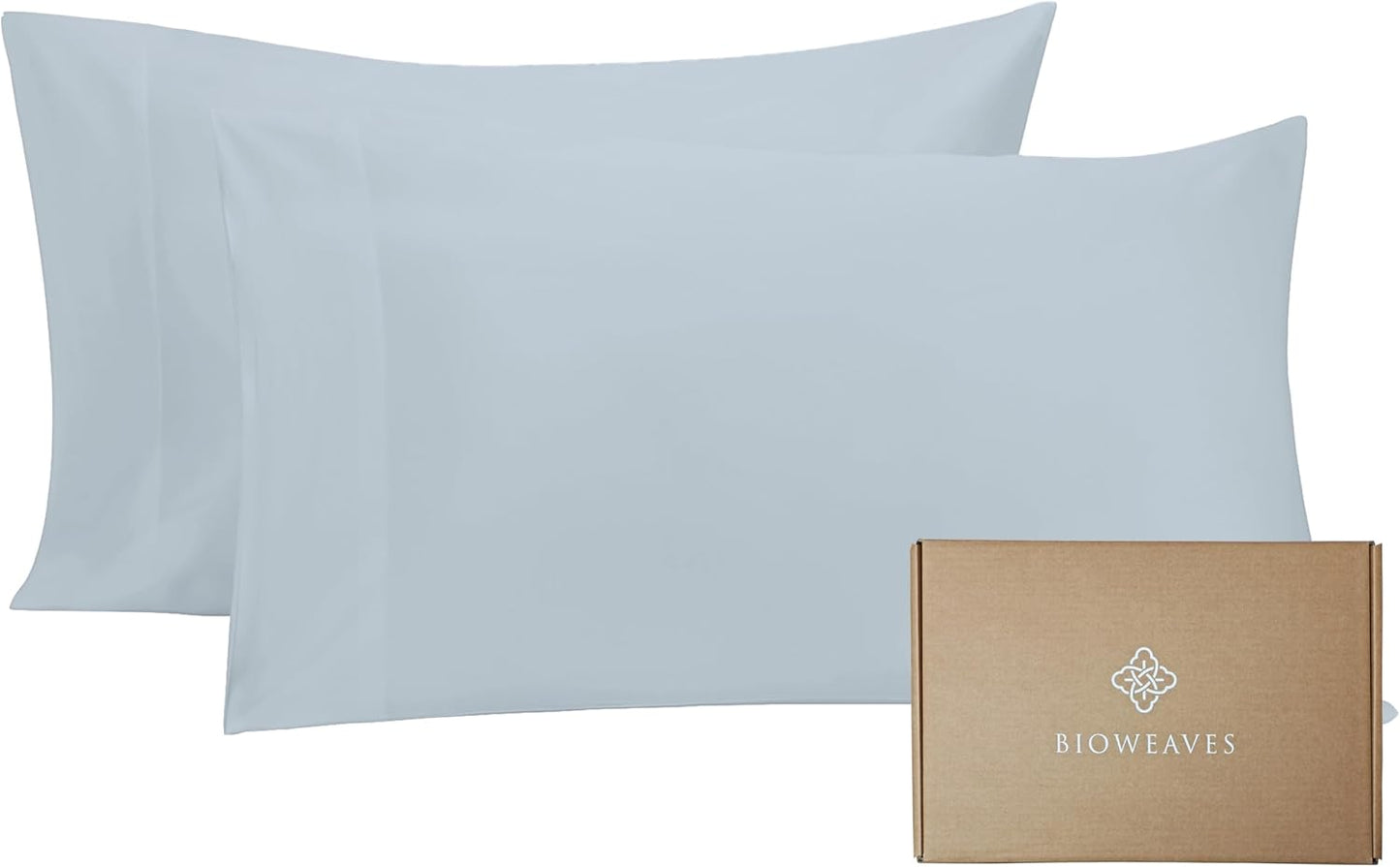 Bioweaves 100% Organic Cotton King Pillow Cases 300 Thread Count Soft Sateen Weave GOTS Certified – King Size, Set of 2, Shore