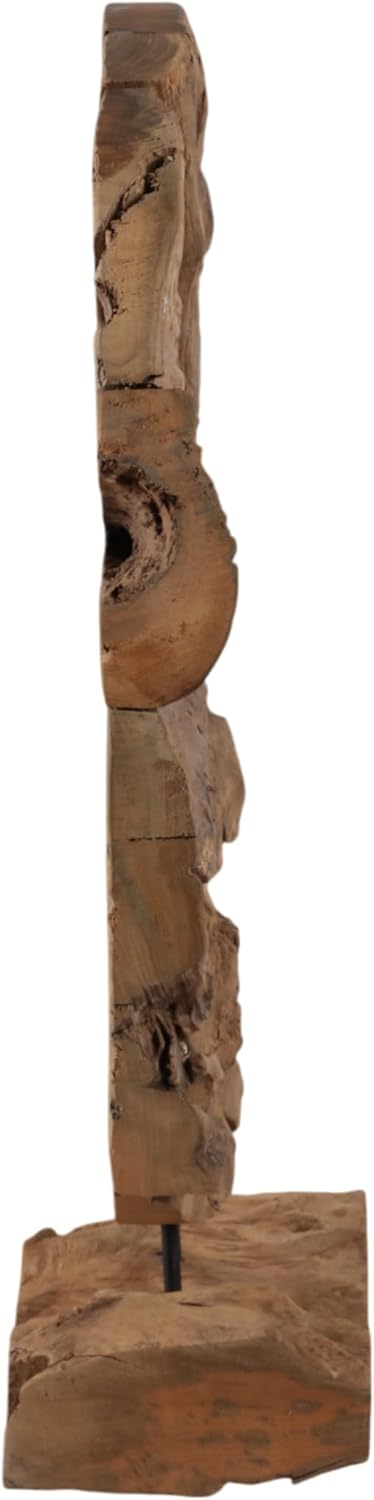 Decorative Home and Office Sculpture – Artistic Round Wooden Accent Perfect for Living Room, Bathroom, and Coffee Table Decor – Unique Rustic Home Statue and Ornament for Shelf Display – 24" Brown