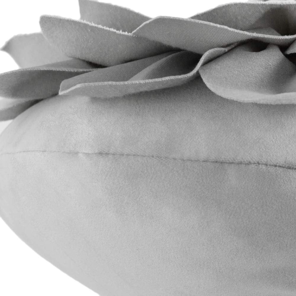 Decorative Throw Pillow 3D Flower Round Pillow Accent Handmade Cushion with Insert for Couch Bed Home Decor 12 Inch (12 inch, Grey)