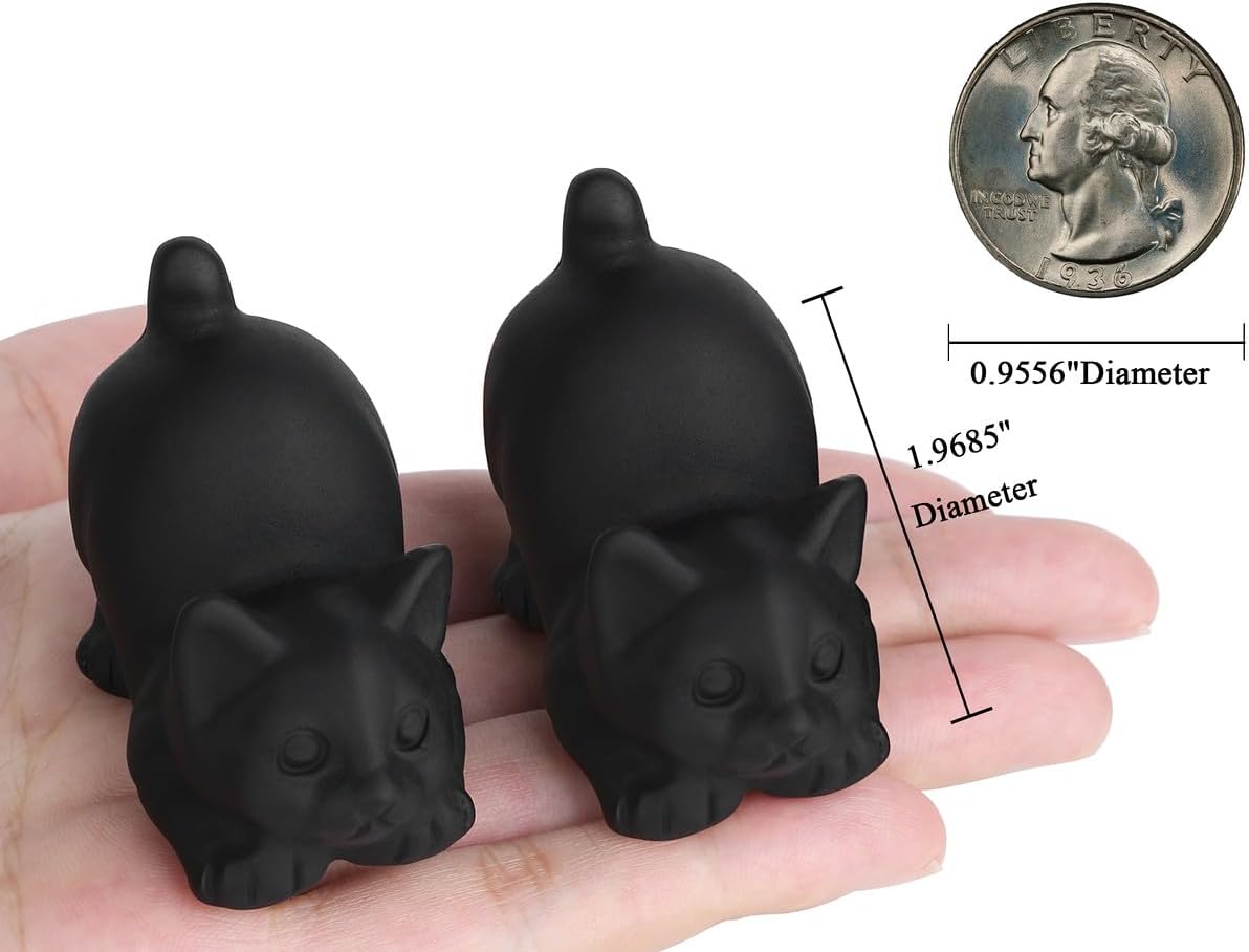 Black Cat Decor Statue Obsidian Crystal Cat Figurines Carved Room Decor for Desk Lazy Sculpture Handcrafted Healing Stone Natural Gemstones Spiritual Gifts for Cat Lovers