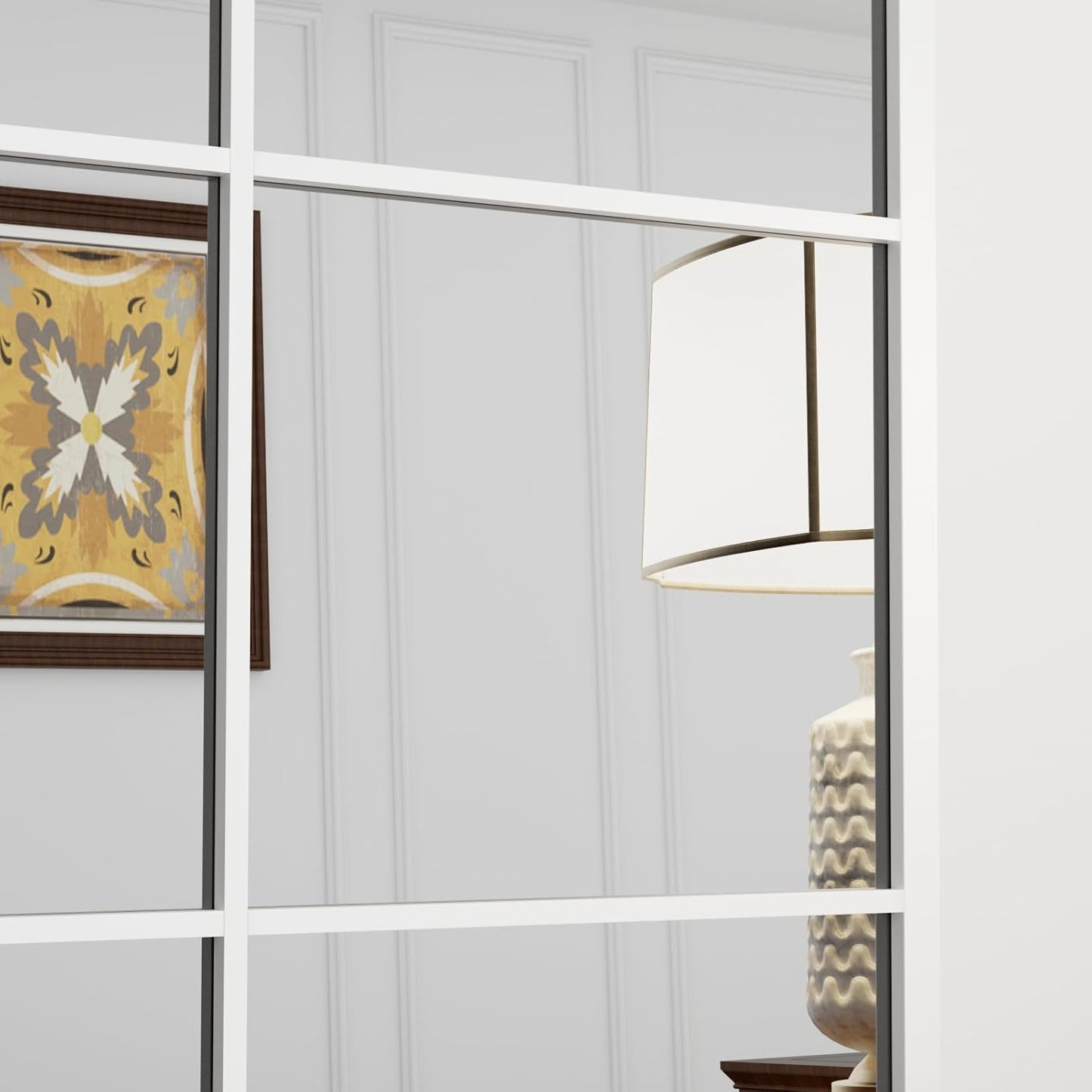 Full Length Mirror, 71"x32" Large Rectangular Window Pane Wall Mirror, White Full Body Mirrors, Oversize Farmhouse Standing Mirrors Hanging or Leaning for Living Room, Entryway, No Stand