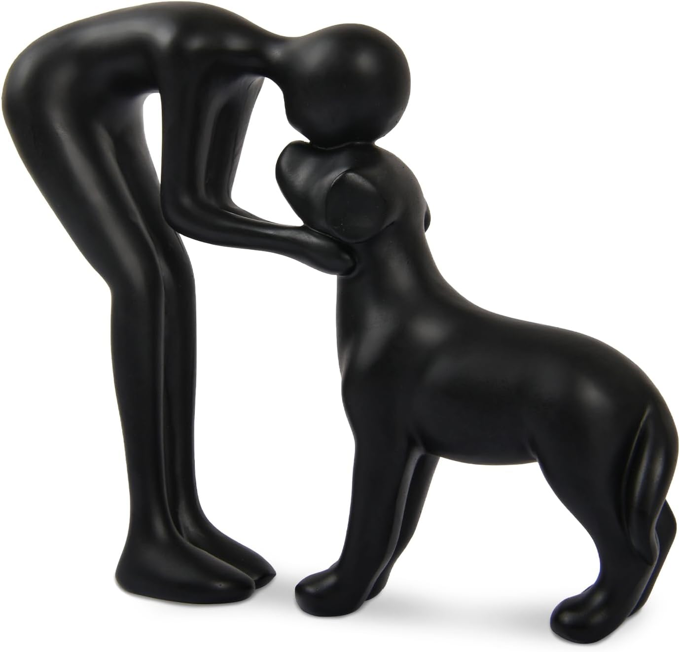 Dog Sculpture Home Decor Cute Man and Dog Statue Decoration for Office、Living Room、Bedroom、Home， Memory Gifts for Pet Lovers (Black)