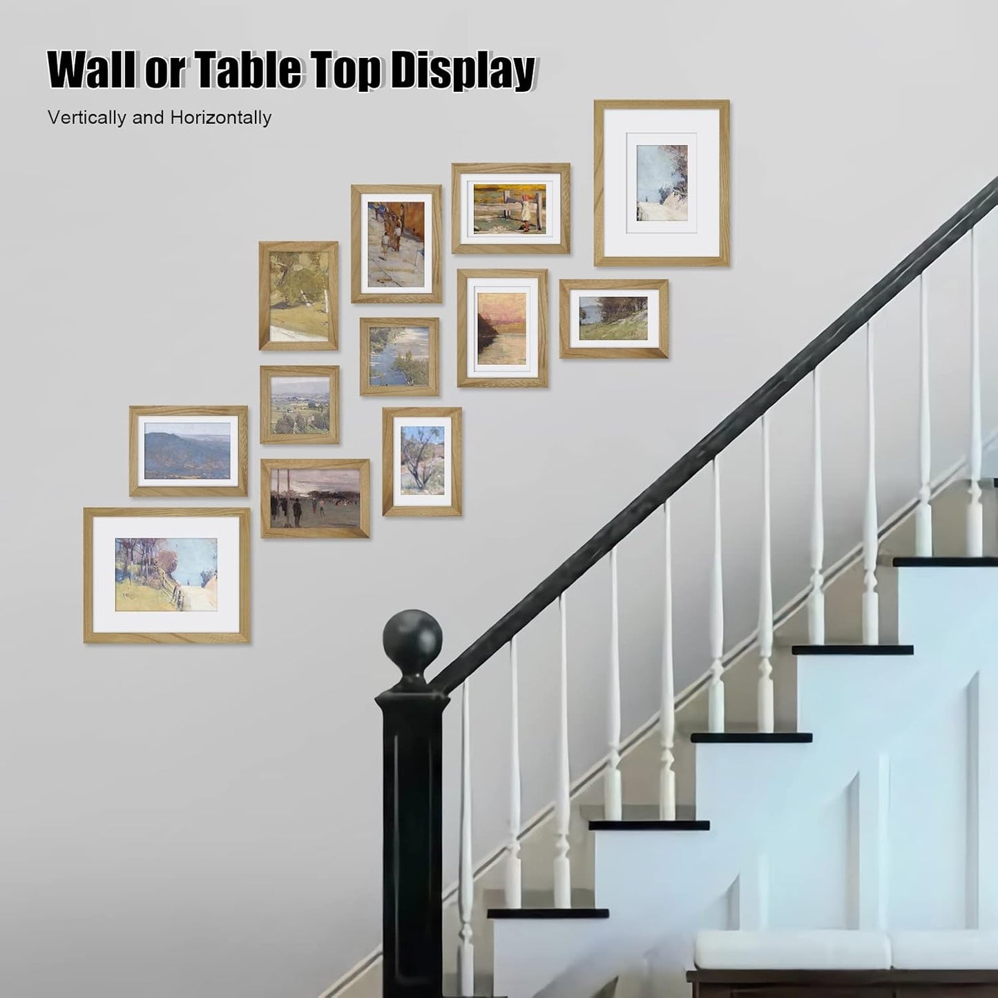 Egofine Picture Frame Set 12 Pack, Gallery Wall Frame Collage with Two 8x10, Four 5x7, Four 4x6, Two 4x4 for Wall and Tabletop, Made of Solid Wood, Covered by Plexiglass, Carbonized Brown