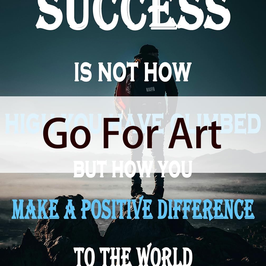 GoForArt Success Mountain Motivational Canvas Wall Art, Famous Quote Inspirational Prints Wall Decor, Positive Picture Poster for Office Living Room, Bedroom Dining Room Artwork Home Decoration 12x18in