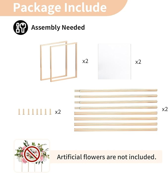 Nuptio Wedding Centerpieces Gold Vases: 2 Pcs 23⅝ inch Tall Flower Stand Metal Floor Vase Column Geometric Centerpiece Stands Rectangular Display Rack for Weddings Party Decoration