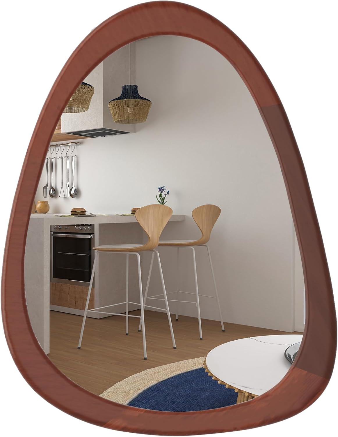 COOL2DAY Irregular Mirror,Asymmetrical Wood Wall Frame Abstract Assymetrical Decorative Mirror,Odd Shaped Mirrors for Living Room Bedroom Entryway Bathroom Home Decor(34"x 26")
