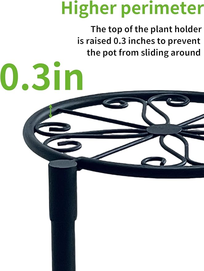 Plant Stand Indoor Outdoor, 5 Tier Corner Metal Flower Display Holder Stand, Folding Tall Plant Rack for Patio Balcony Porch Garden Living Room House, Heavy Duty Wrought Iron Plant Shelf - BlackS