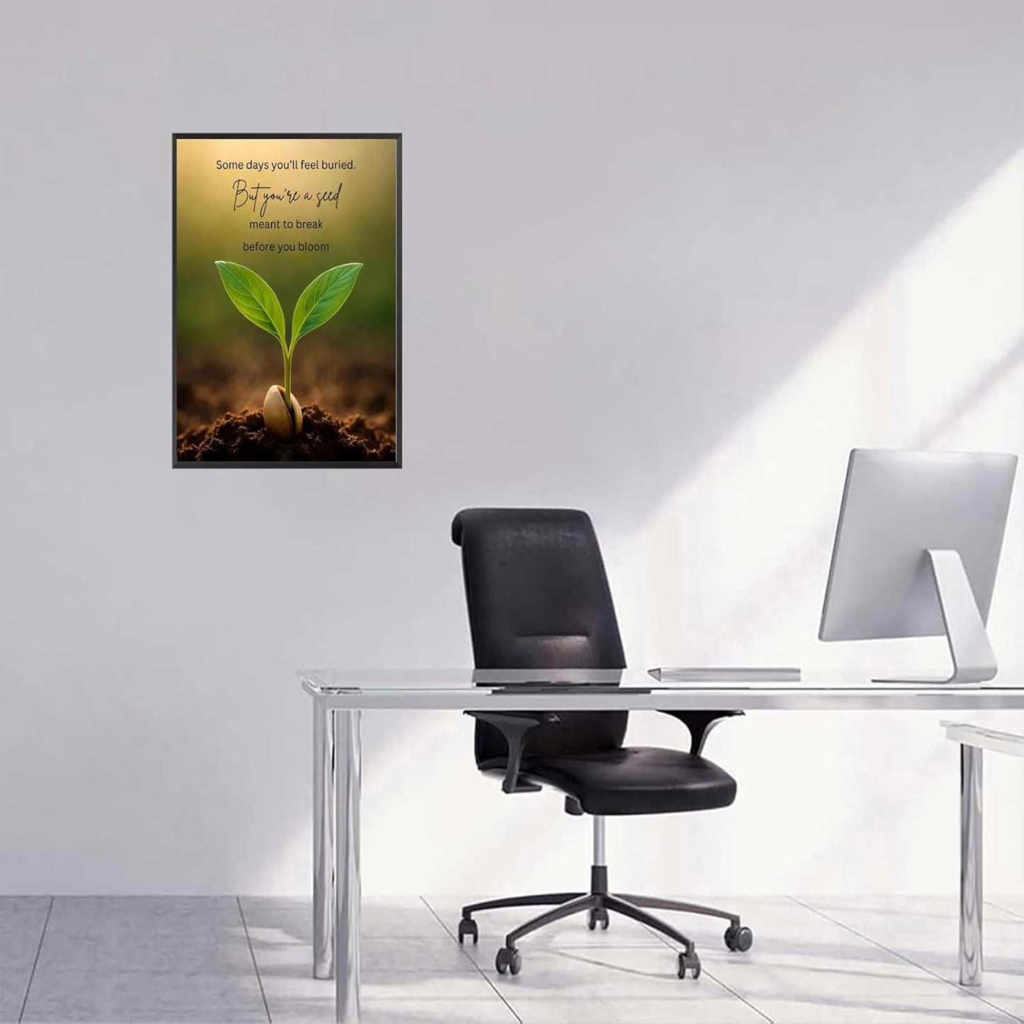 Inspirational Mental Health Poster Growth Mindset Wall Art Inspirational Text Seeds Prints Painting For School Office Wall Decor 16x24in Framed