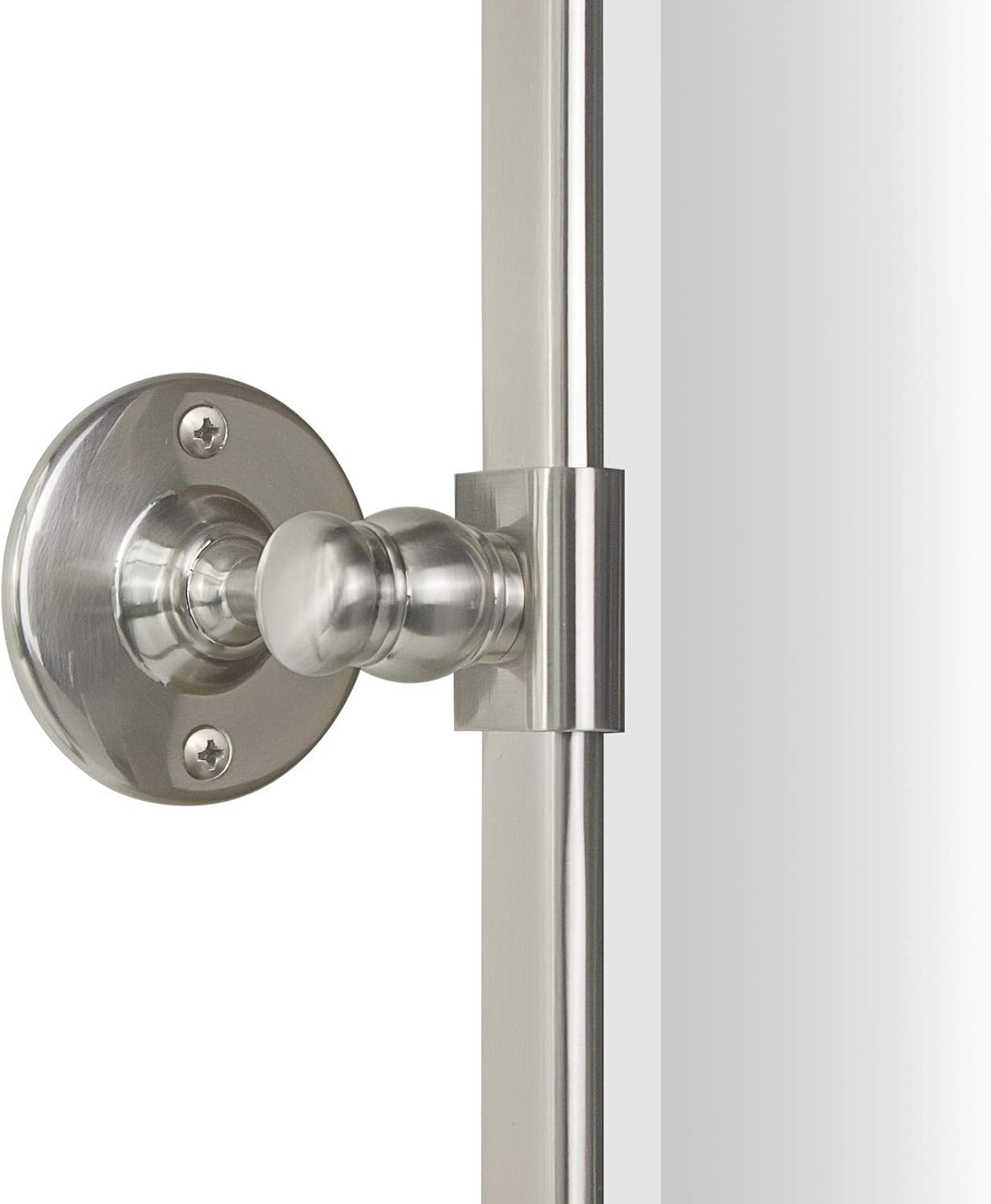 Farmhouse Pivot Rectangle Bathroom Mirror Brushed Nickel Metal Framed Tilting Beveled Vanity Mirrors for Wall, Overall 23.91 x 30 inches (Mirrror 20 x 30 inches)