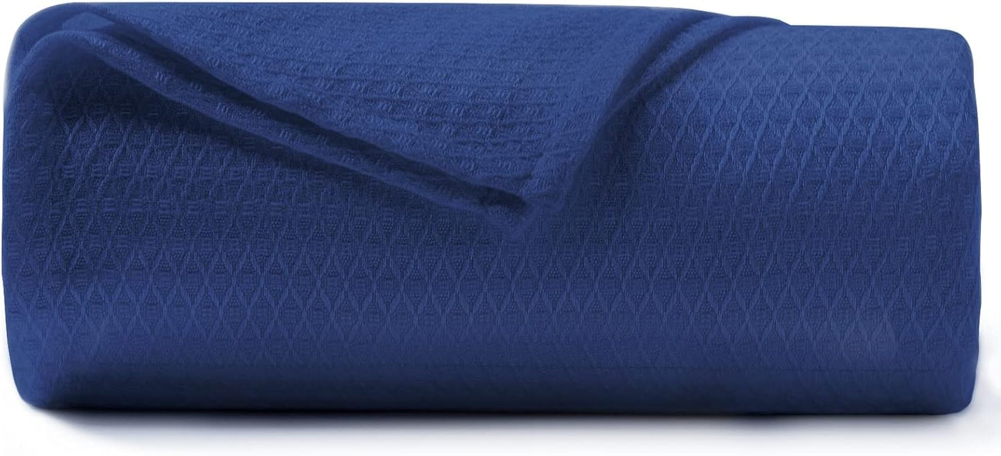 DANGTOP Cooling Blankets for Hot Sleepers, 100% Rayon Absorbs Body Heat to Keep Cool on Warm Night, Ultra-Cool Lightweight Blanket(90x90 inches, Navy Blue)