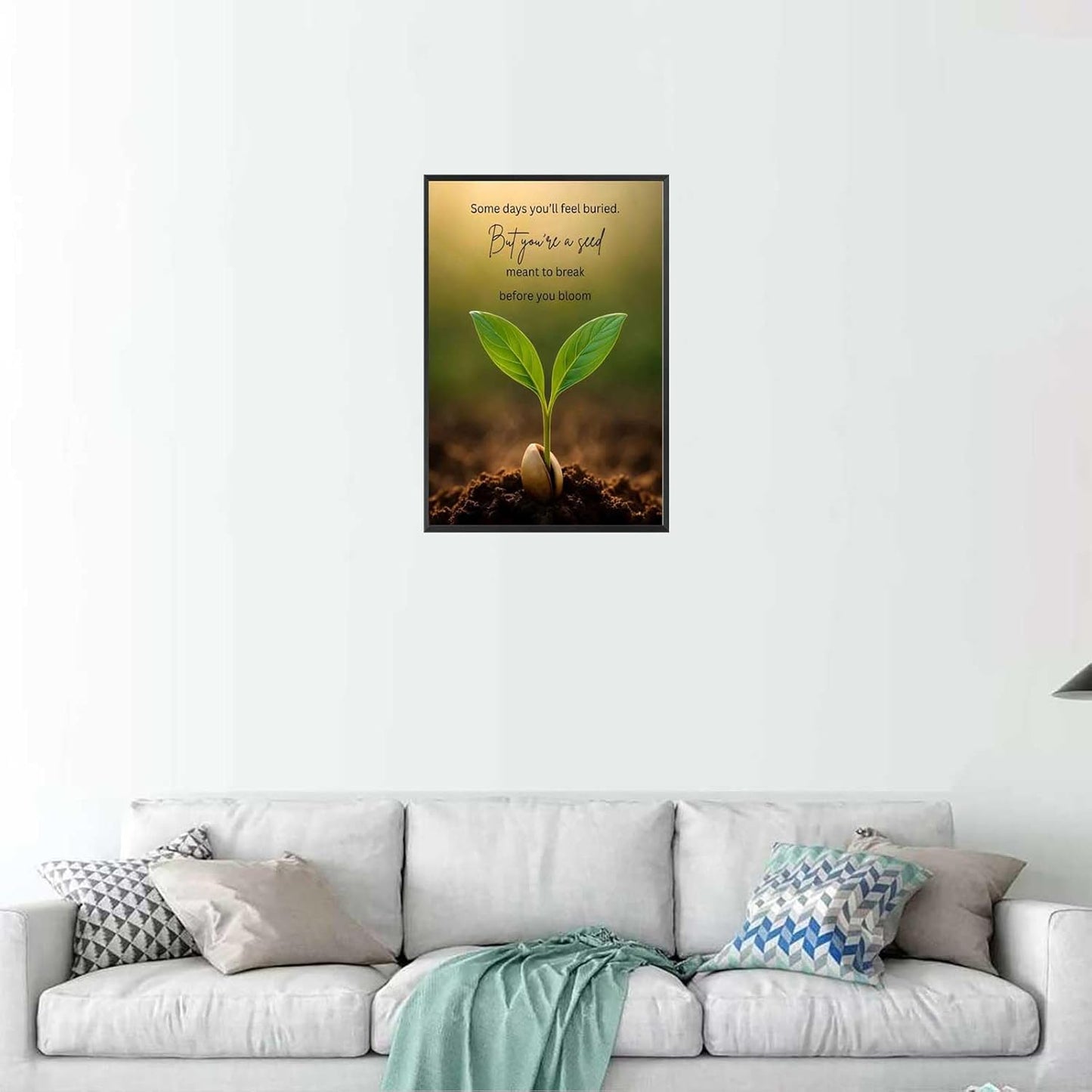 Inspirational Mental Health Poster Growth Mindset Wall Art Inspirational Text Seeds Prints Painting For School Office Wall Decor 12x16in Framed