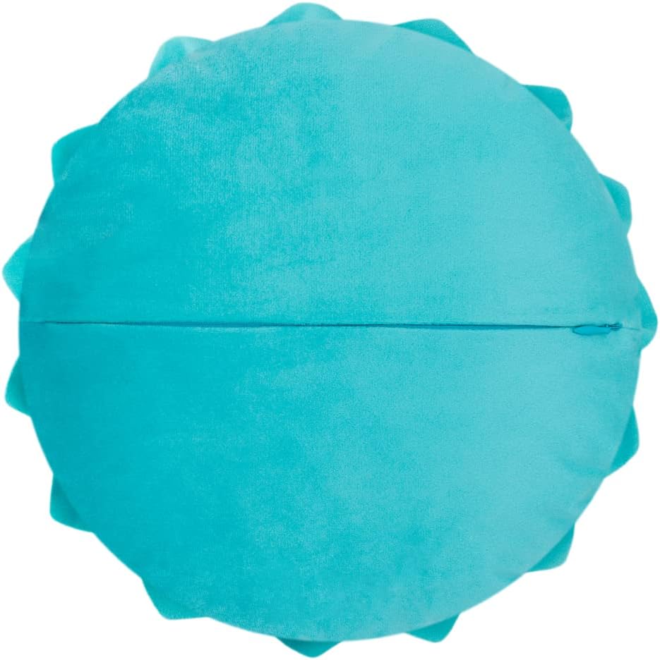 Decorative Throw Pillow 3D Flower Round Pillow Accent Handmade Cushion with Insert for Couch Bed Home Decor 12 Inch Teal