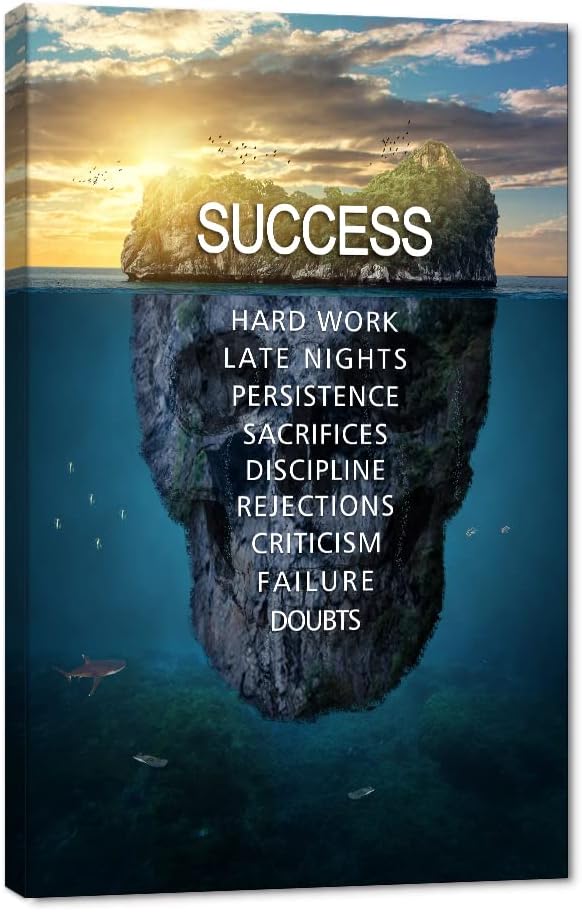 Inspirational Wall Art Success Island Pictures Inspiration Motivation Inspire Entrepreneur Quotes Canvas Painting Prints Artwork Home Decor for Living Room Office Framed Ready to Hang (28"Wx44"H)
