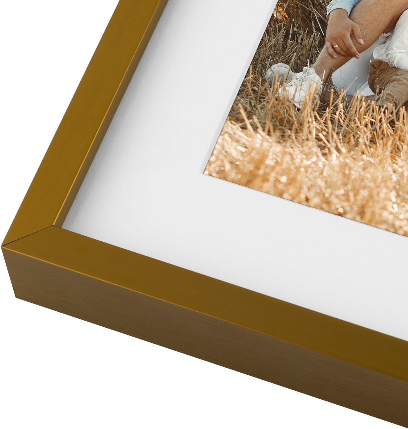 Frametory - 8.5x16.3 Aluminum Collage Picture Frame - Display 5x7 Pictures with 3 Openings Mat - Real Glass Front - Horizontal/Vertical Wall Mount - Bronze 1 Pack
