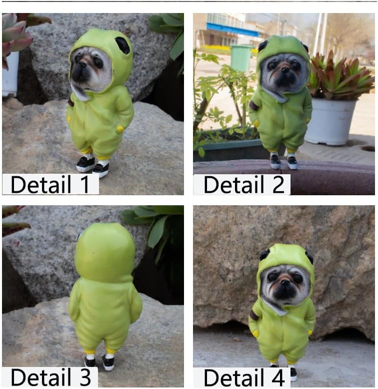 Cute Resin Backpack Dog Statue Crafts Living Room Desktop Decorations,Handmade Casual Small Resin Animal Statue Ornament Home Decor Green