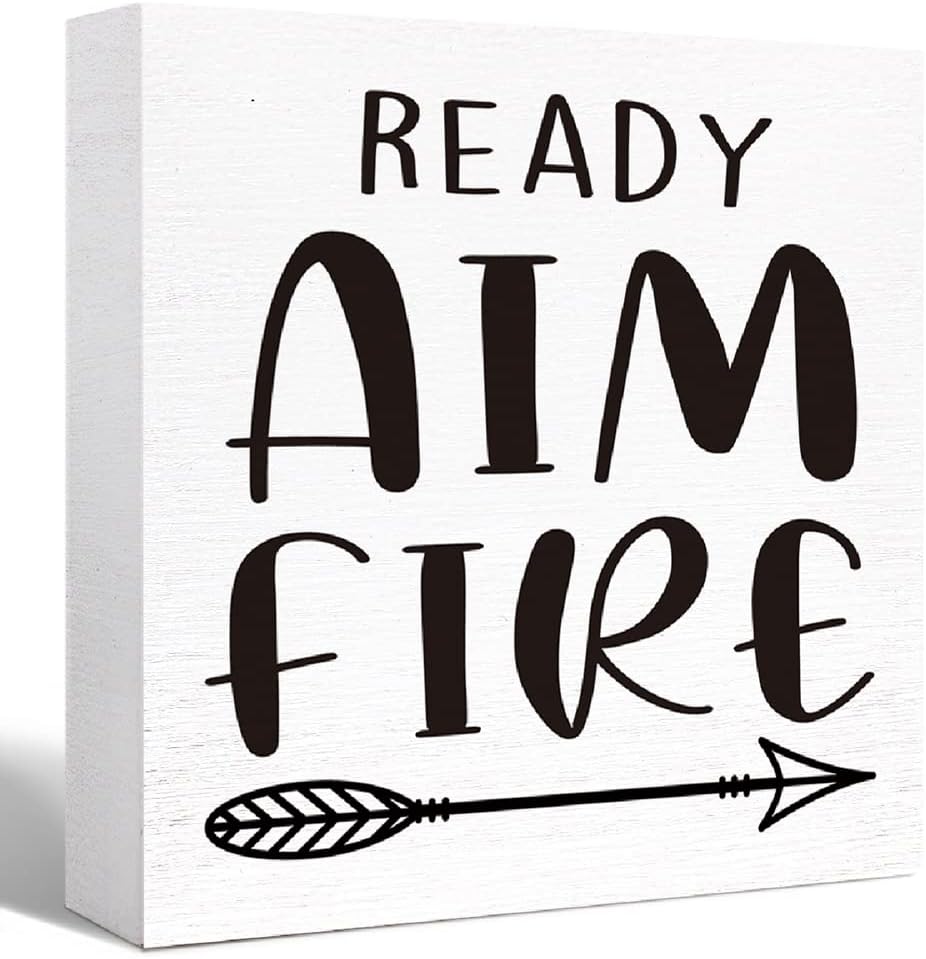 Funny Wood Sign - Aim Fire, Farmhouse Bathroom Decor