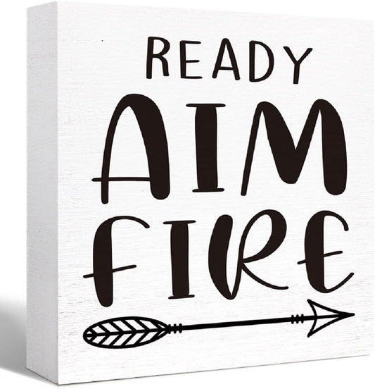 Funny Wood Sign - Aim Fire, Farmhouse Bathroom Decor