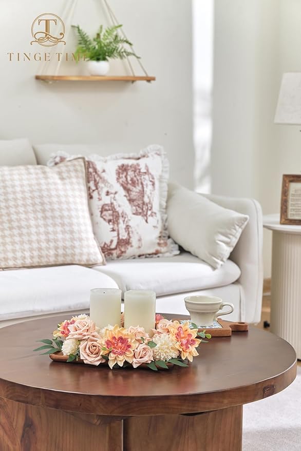 TINGE TIME Artificial Flowers Combo Box Set, Blush Gradient Color Fake Flower Leaf with Stems for DIY Wedding Bouquets Table Centerpieces Baby Shower Home Party Floral Arrangements Decorations