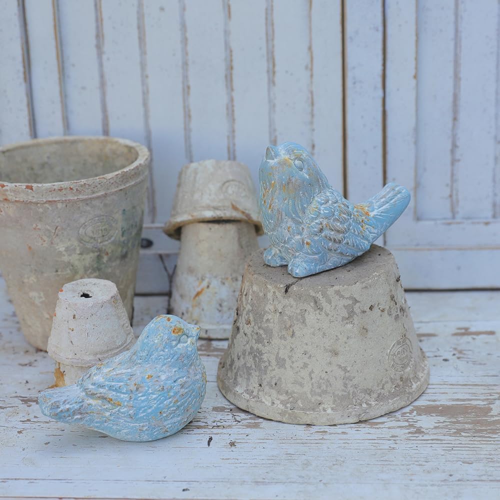 BIG FORTUNE Outdoor Bird Statues Bird Decor Figurines for Home Cement Bird Sculpture for Patio Yard Lawn Ornament, 2style/Set,Indoor Outdoor Bird Decorations Statue(Blue)