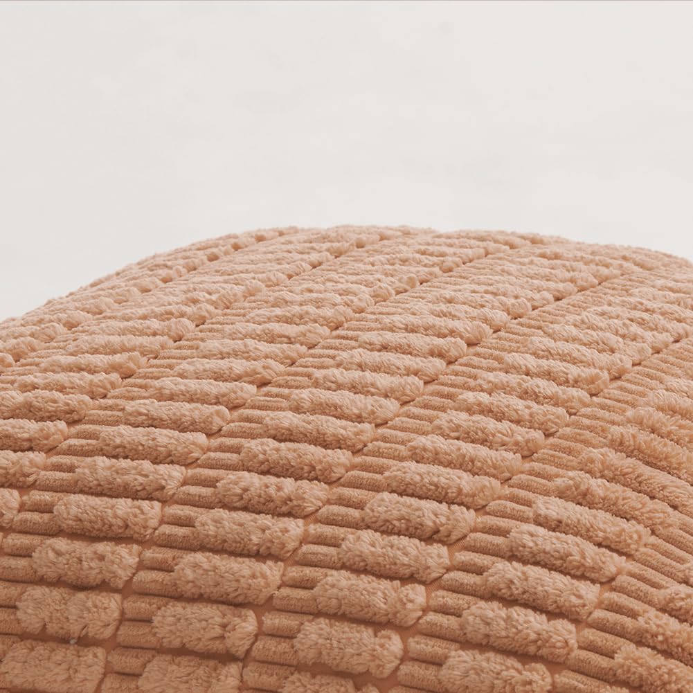 Fancy Homi 4 Packs Peach Decorative Throw Pillow Covers 22x22 Inch for Living Room Couch Bed, Rustic Modern Farmhouse Boho Home Decor, Soft Plush Corduroy Cute Square Accent Cushion Case 55x55 cm