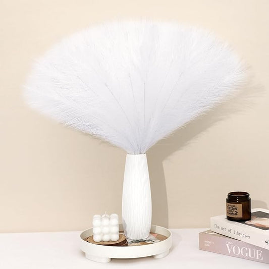 White Pampas Grass Decor 30 Pcs 21.7 Inch Faux Pampas Grass Bulk Artificial Dried Flowers Small Vase Filler Pompas Grass.