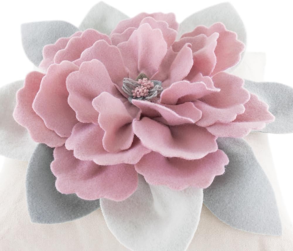 JWH Flower Throw Pillow Cover Decorative 3D Floral Accent Pillow Case Stereo Cushion Handmade Pillowcase for Car Bedroom Bed Couch Sofa 18x18 Inch Pink