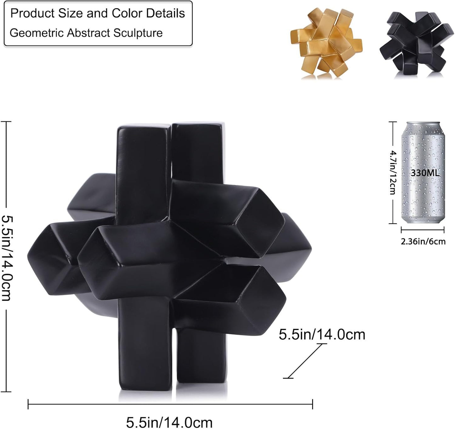 Black Knot Decor Knick Knacks for Shelves, Black Geometric Sculpture Statue Modern Decorative Objects Shelf, Black Home Décor Accents, Minimalist Bookcase Tv Stand Coffee Table Entrance Decor Objects