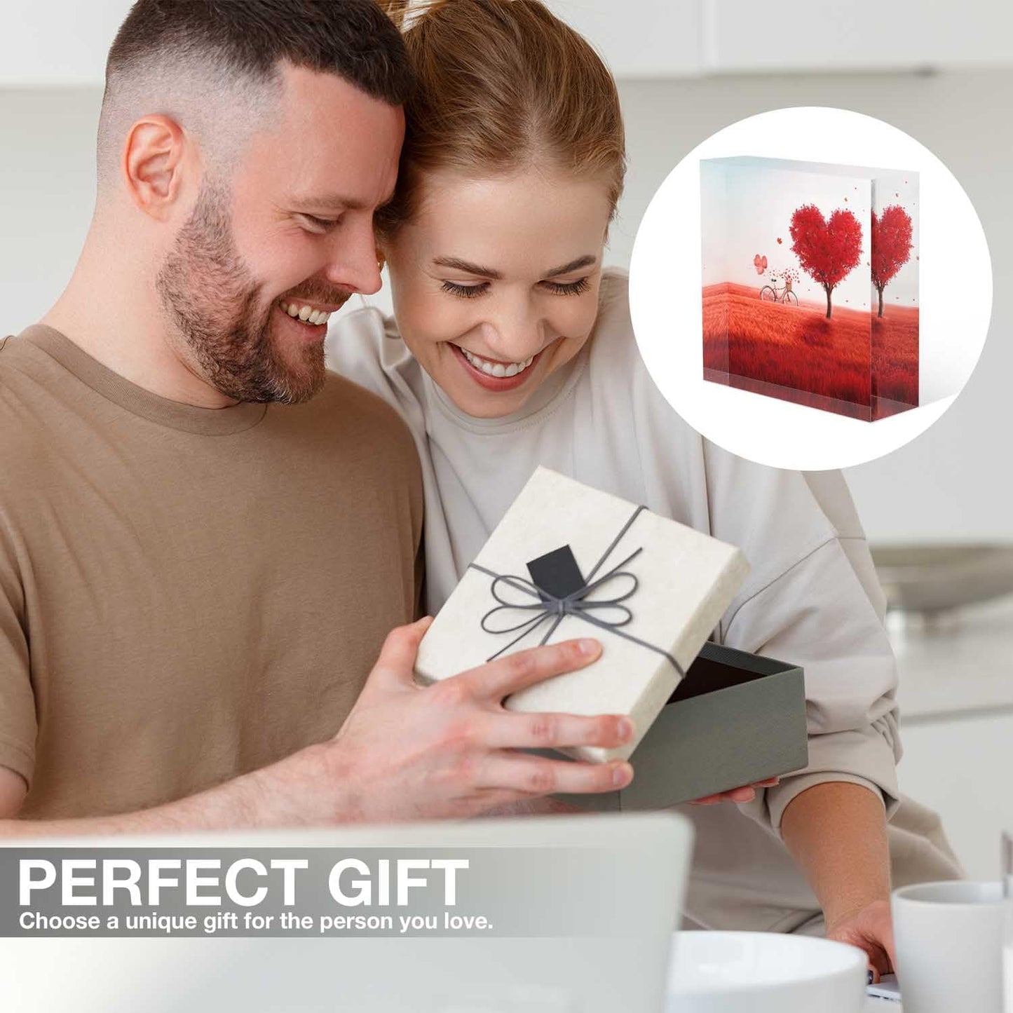 NOHSHE Clear Acrylic Decor Red Tree of Love Valentine's Day Present - Housewarming Presents - Valentine's Day Presents for Girlfriend - Mother's Day Presents for Mom - Farewell Presents for Coworkers